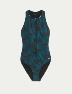 Tummy Control Printed Zip Up Swimsuit -Marks and Spencer Shop tummy control printed zip up swimsuit 8
