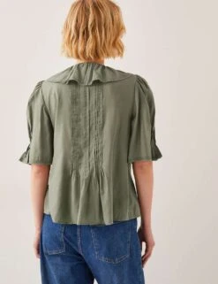 MONSOON V-Neck Frill Detail Pintuck Blouse -Marks and Spencer Shop v neck frill detail pintuck blouse 5