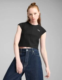 Puma Wardrobe Ess Cotton Rich Rib Crop T-Shirt -Marks and Spencer Shop wardrobe ess cotton rich rib crop t shirt 4