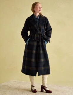 Joules Wool Blend Checked Trench Style Coat -Marks and Spencer Shop wool blend checked trench style coat 11