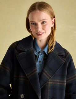 Joules Wool Blend Checked Trench Style Coat -Marks and Spencer Shop wool blend checked trench style coat 8