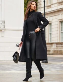 Black Double Breasted Longline Coat 19 Black Double Breasted Longline Coat -Marks and Spencer Shop wool blend double breasted longline peacoat 2