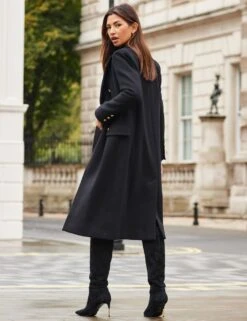 Black Double Breasted Longline Coat 21 Black Double Breasted Longline Coat -Marks and Spencer Shop wool blend double breasted longline peacoat 4