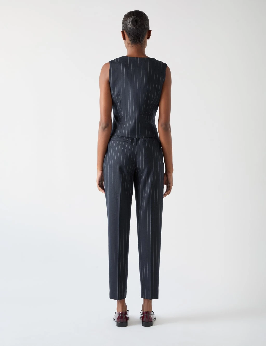 Wool Blend Pinstripe Cropped Waistcoat 7 Wool Blend Pinstripe Cropped Waistcoat - Image 5