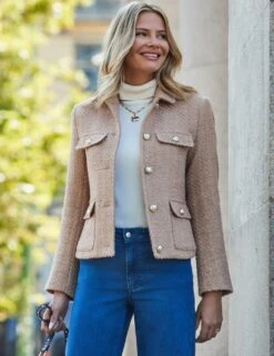 Boucle Pocket Detail Jacket 21 Boucle Pocket Detail Jacket -Marks and Spencer Shop wool blend textured collared short jacket 4